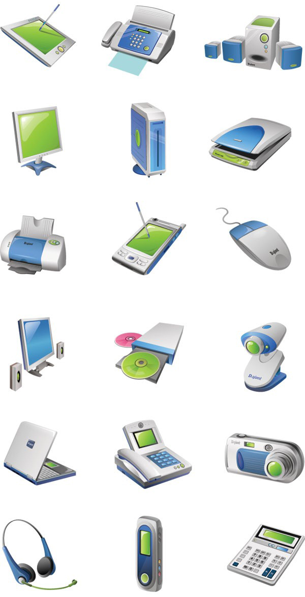 電器與辦公設(shè)備矢量圖標(biāo) 現(xiàn)代辦公設(shè)計的視覺助手